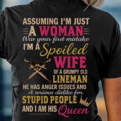 Spoiled Wife Of A Grumpy Lineman Apparel - Funny